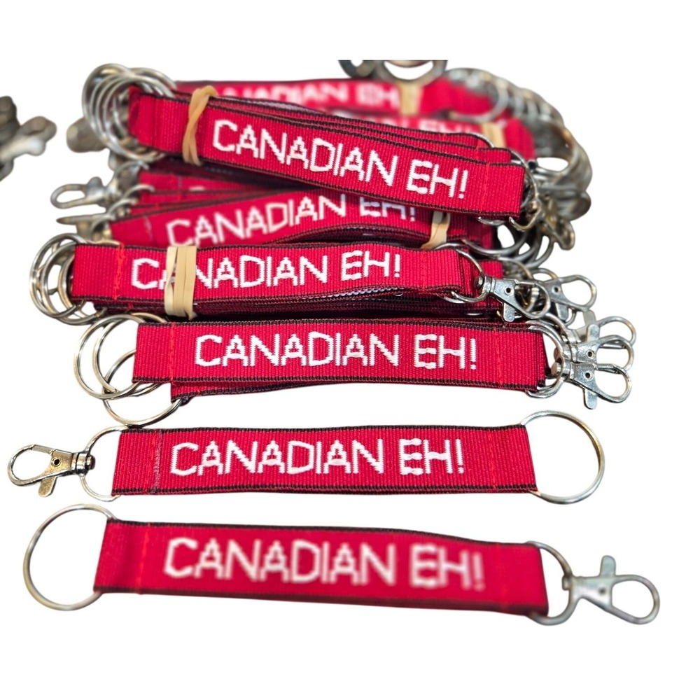 Canadian Eh Keychain Embroidered Double Sided Keyring Fob